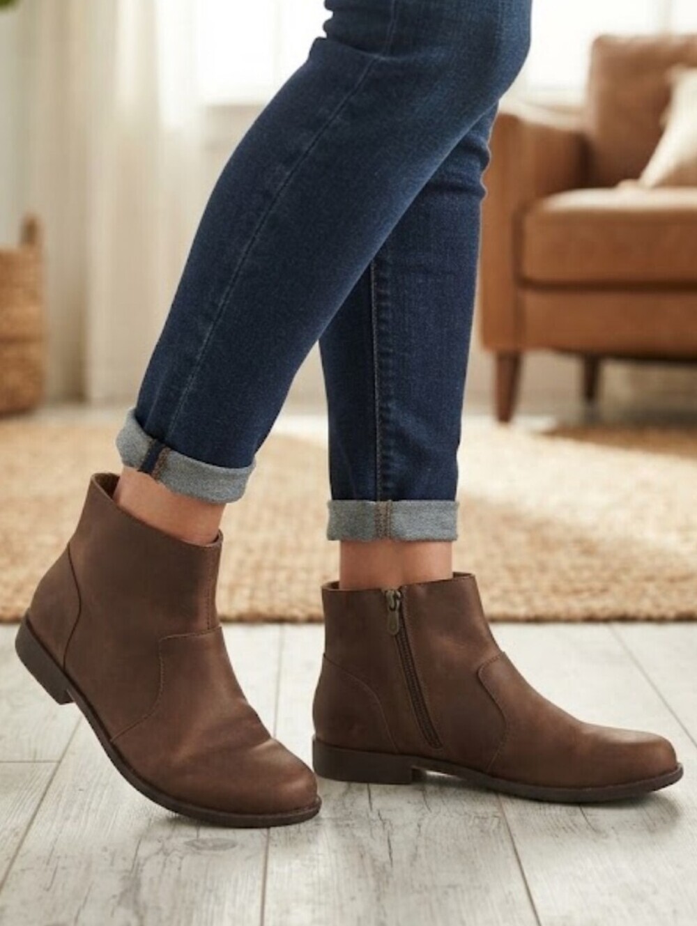 Olukai Womens Kaona II Ankle Side zip Leather Boots shoes sz 7.5